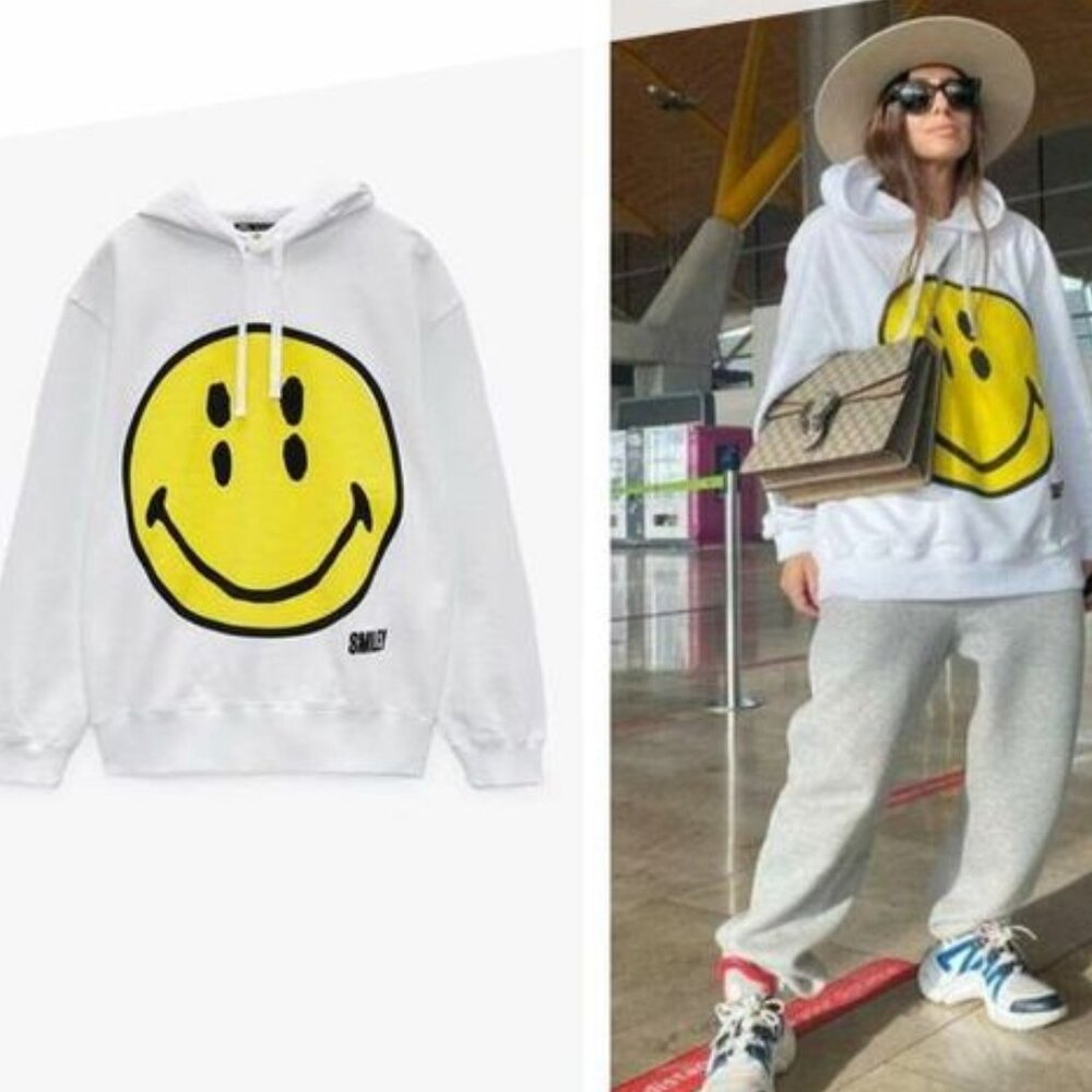 Zara x Smiley Limited Edition Smiley Hooded Sweatshirt S